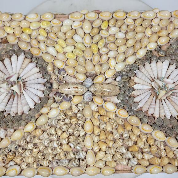 Vintage Shell Jewelry Box Satin Lined Handmade Coastal Trinket Organizer 12.5” - Picture 12 of 16